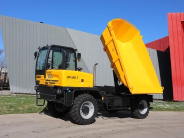 Dieci Dömper DP 120 T balról elfordított és nyitott puttonnyal