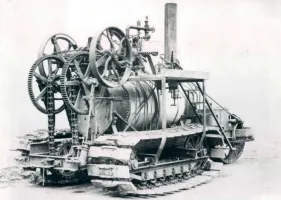 Holt féle gőzhajtású lánctalpas traktor feltehetőleg 1890-ből